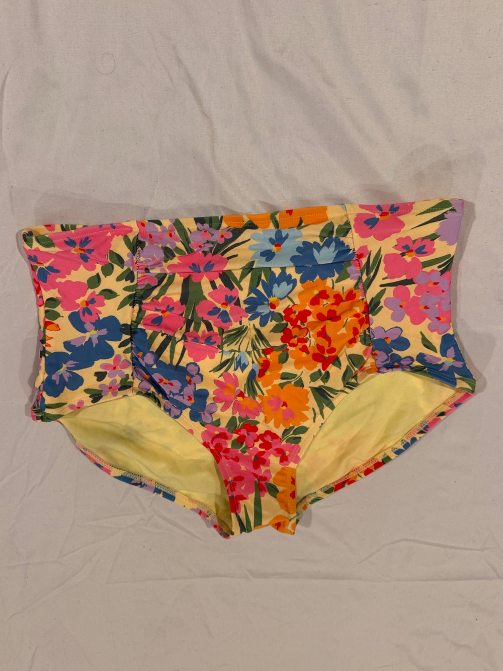 Adore Me Shelby Yellow Floral Swim Bottom High-Waisted Bikini Bottom
